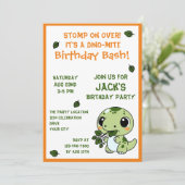 恐竜おもしろいテーマ幼児ボーイズ誕生日 招待状 (スタンド正面)