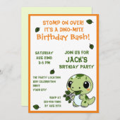 恐竜おもしろいテーマ幼児ボーイズ誕生日 招待状 (正面/裏面)