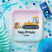 恐竜おもしろいトラクター少年新学期誕生日 ペーパープレート (パーティー)