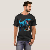 恐竜おもしろいバセットハウンド歩くドッグ恋人 Tシャツ (正面フル)