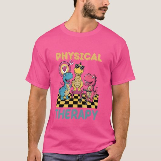 恐竜おもしろいフィジカルセラピーディノ恋人 Tシャツ (正面)