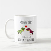 恐竜おもしろいプンヴァレンティネスの日彼のためにマグカップ コーヒーマグカップ (左)