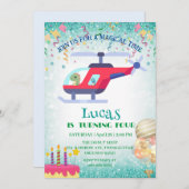 恐竜おもしろいヘリコプター誕生日パーティーDIY名 シーズンカード (正面/裏面)