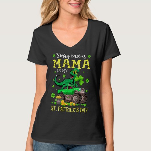 恐竜おもしろいモンスタートラックSt patricks dayパジャム Tシャツ (正面)