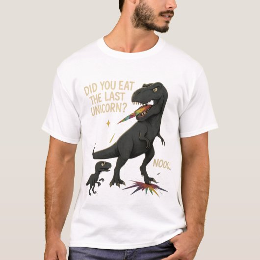 恐竜おもしろいユニコーンTシャツ Tシャツ (正面)