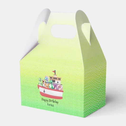 恐竜おもしろいヨット誕生日パーティーDIY名 フェイバーボックス (正面サイド)