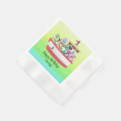 恐竜おもしろいヨット誕生日パーティーDIY名 縁ありカクテルナプキン (角)