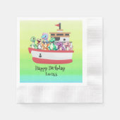 恐竜おもしろいヨット誕生日パーティーDIY名 縁ありカクテルナプキン (正面)