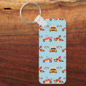 恐竜おもしろいレース車の少年子供の誕生日パーティー キーホルダー (正面)