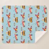 恐竜おもしろいレース車の少年子供の誕生日パーティー シェルパブランケット (正面(横))