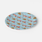恐竜おもしろいレース車の少年子供の誕生日パーティー ペーパープレート (アングル)