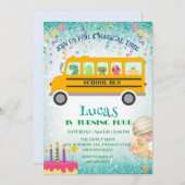 恐竜おもしろい学校バス誕生日パーティーDIY名 シーズンカード (正面/裏面)