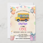 恐竜おもしろい新学期バスケーキ誕生日 セーブザデート (正面)