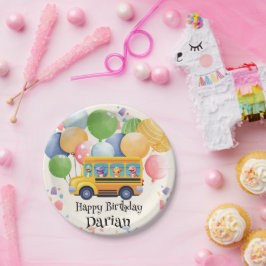 恐竜おもしろい新学期バスバルーン誕生日 ペーパープレート