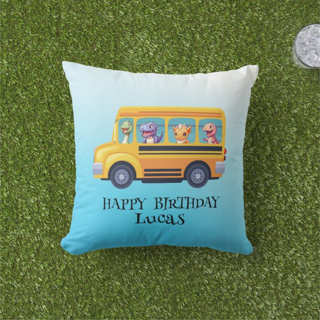 恐竜おもしろい新学期バスボーイ誕生日 アウトドアクッション (芝生)