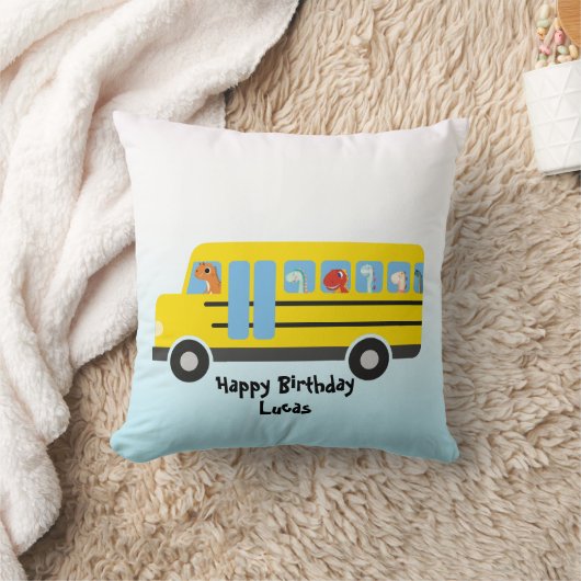 恐竜おもしろい新学期バスボーイ誕生日 クッション (ブランケット)