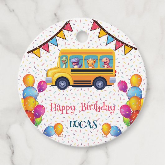 恐竜おもしろい新学期バスボーイ誕生日 フェイバータグ (正面)