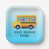 恐竜おもしろい新学期バスボーイ誕生日 ペーパープレート (正面)