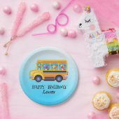 恐竜おもしろい新学期バスボーイ誕生日 ペーパープレート (パーティー)