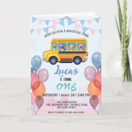 恐竜おもしろい新学期バスボーイ誕生日 招待状