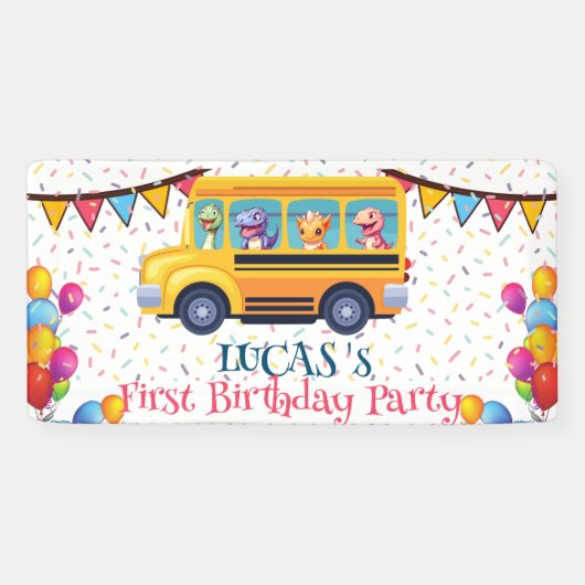 恐竜おもしろい新学期バスボーイ誕生日 横断幕 (横)