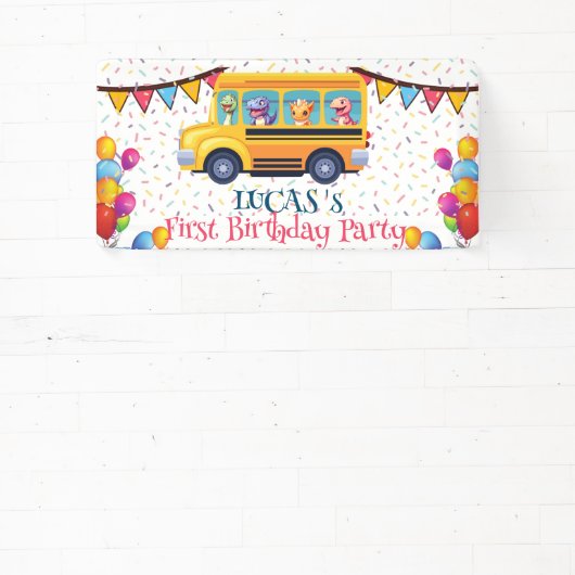 恐竜おもしろい新学期バスボーイ誕生日 横断幕 (インサイチュ)