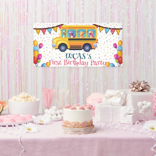 恐竜おもしろい新学期バスボーイ誕生日 横断幕 (パーティー)