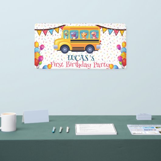 恐竜おもしろい新学期バスボーイ誕生日 横断幕 (トレードショー)