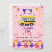 恐竜おもしろい新学期バス女子誕生日 セーブザデート (正面)