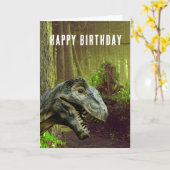 恐竜おもしろい老齢誕生日カード カード (黄色い花)