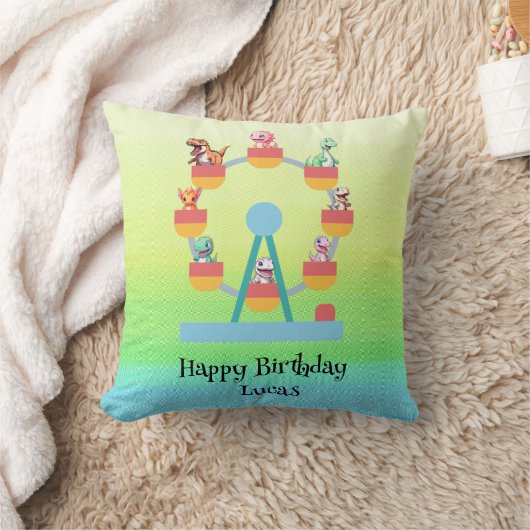 恐竜おもしろい観覧車バースデーパーティーDIYナム クッション (ブランケット)