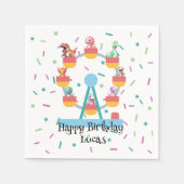 恐竜おもしろい観覧車バースデーパーティーDIYナム スタンダードカクテルナプキン (正面)