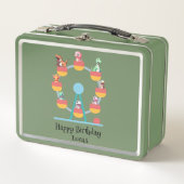 恐竜おもしろい観覧車バースデーパーティーDIYナム メタルランチボックス (正面)