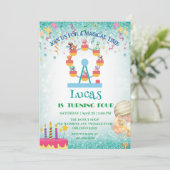 恐竜おもしろい観覧車バースデーパーティーDIYナム 招待状 (スタンド正面)