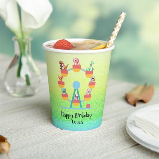 恐竜おもしろい観覧車バースデーパーティーDIYナム 紙コップ (インサイチュ)