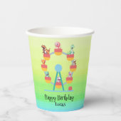 恐竜おもしろい観覧車バースデーパーティーDIYナム 紙コップ (正面)