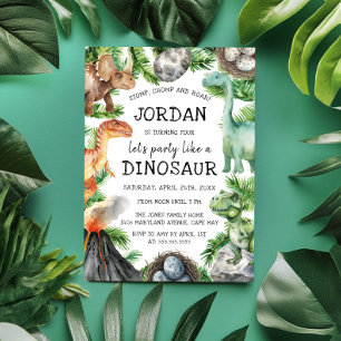 恐竜おもしろい誕生会 招待状