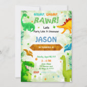 恐竜おもしろい誕生会 招待状 (正面)