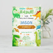 恐竜おもしろい誕生会 招待状 (スタンド正面)