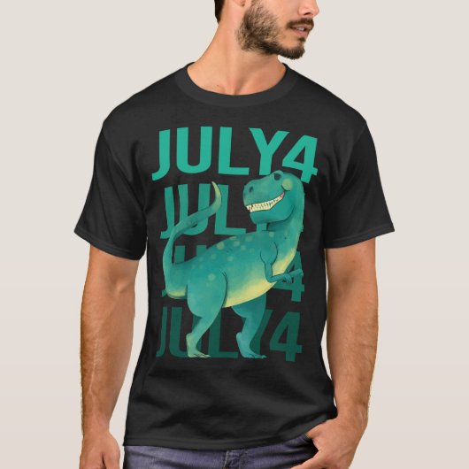 恐竜おもしろい- 7月4日4日 Tシャツ (正面)