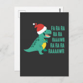 恐竜おもしろいFa Ra Rawr Rawr Christmas TrExクリスマス ポストカード (正面/裏面)