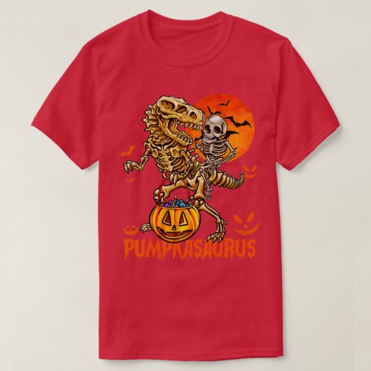 恐竜おもしろいTレックスミイプンプキンハロウィーンfor K Tシャツ (デザイン正面)