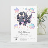恐竜お洒落威厳のあるの赤ちゃんシャワー 招待状 (スタンド正面)