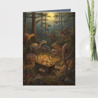 恐竜お祝い空白のカード サンキューカード