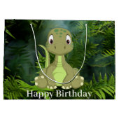 恐竜かわいいグリーンジュラ紀パーティー ラージペーパーバッグ (裏面)