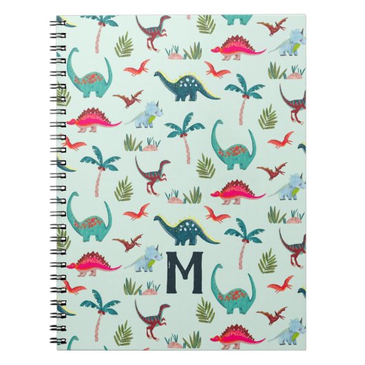 恐竜かわいい少年たちオールオーバープリント ノートブック (正面)