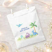 恐竜かわいい水彩赤ちゃんシャワーパーティー フェイバーバッグ (クリップ留めされた状態)