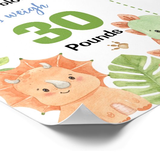 恐竜かわいい男の子1歳の誕生日パーティーマイルストーン ポスター (角)