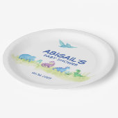 恐竜かわいい赤ちゃんシャワー水彩パーティー ペーパープレート (アングル)