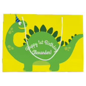 恐竜かわいい1歳の誕生日抱き枕 ラージペーパーバッグ